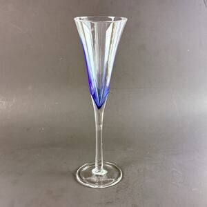 Crate & Barrel Krosno Blue Rhapsody Champagne Flute Blown Glass 10"T